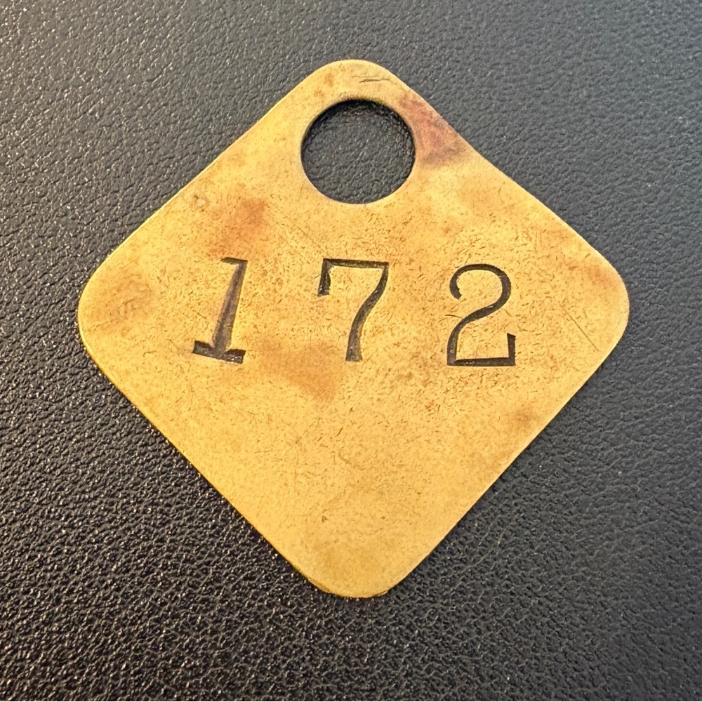 Vintage Solid Brass Tag Stamped '172' – Ideal for Keychain